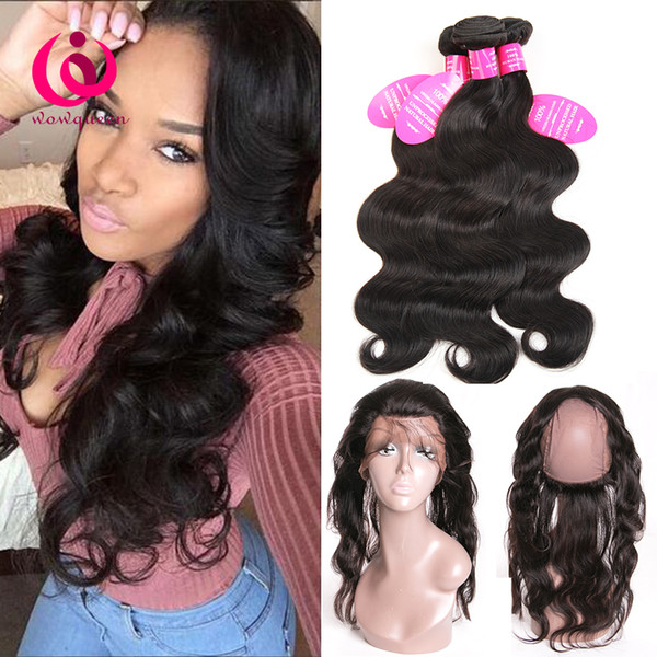 360 Lace Frontal With Bundles Mongolian Human Hair Body Wave 3Bundles With 360 Frontal Closure 100% Human Hair Weave Mongolian Virgin Hair