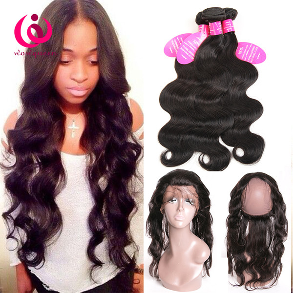 Cambodian Human Hair 360 Lace Frontal With Bundles Body Wave 3 Bundles With 360 Frontal Closure 100% Human Hair Weave Cambodian Virgin Hair