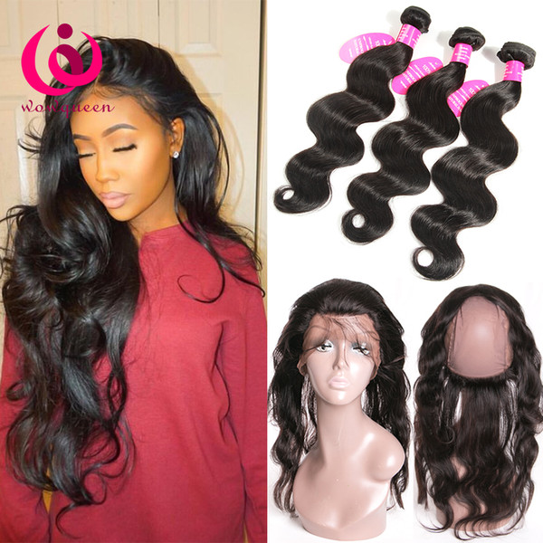 Body Wave 360 Lace Frontal With Bundles Brazilian Virgin Hair 3 Bundles With Frontal Closure Human Hair Weave 360 Frontal With Bundles