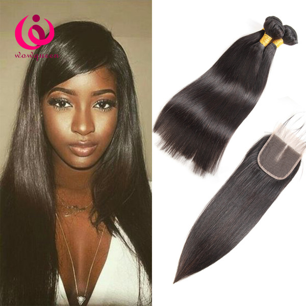 Human Hair Bundles with Closure Straight 3pcs Wholesale Price 10A Unprocessed Indian Malaysian Brazilian Virgin Remy Human Hair with closure