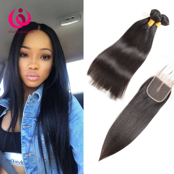 Mongolian Human Hair Bundles with closure Straight Weave 3pcs with lace closure Brazilian Indian Malaysian Virgin Human Hair Extensions