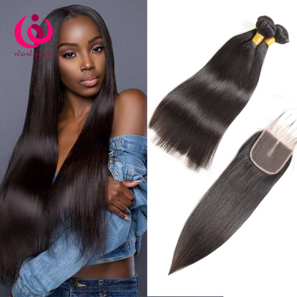 10A Fashion Cheap Brazilian Straight Human Hair 3Bundles With Closure 10-26inch Wholesale Price Virgin Human Hair Bundles With lace closure