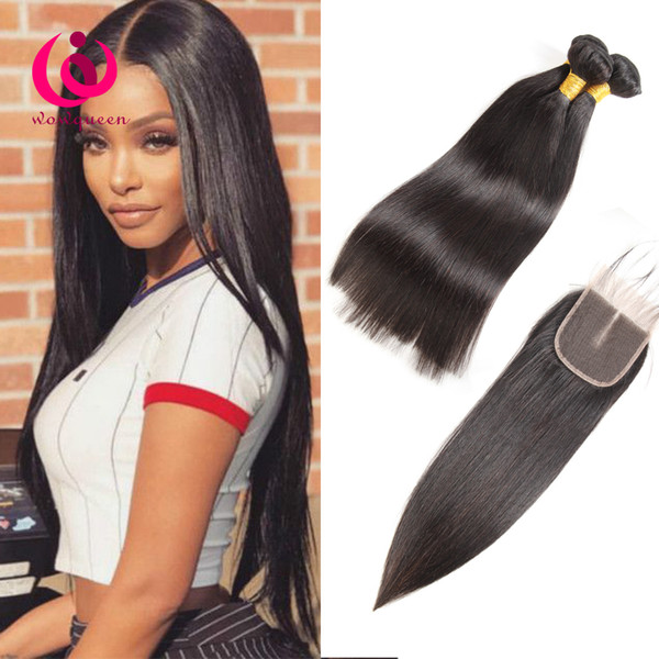 10A Brazilian Straight Human Hair 3 Bundles with closure Wholesale Cheap Price and Great Quality Brazilian Vrigin Human Hair with Closure