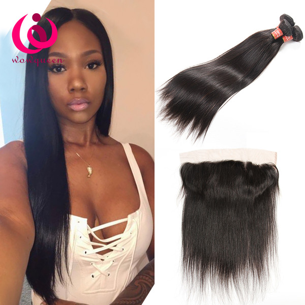 Peruvian Hair Straight With Lace Frontal 100% Human Hair Weave Lace Frontal Closure With Bundles Queen Virgin Hair Lace Frontal Bundles