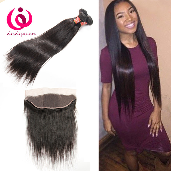 Lace Frontal Closure With Bundles Brazilian Virgin Hair Straight 13x4 Lace Frontal With Hair Weft 100% Human Hair Weave Wowqueen Products