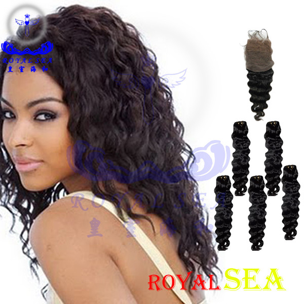 100 Percent No Tangle Water Wave Hand Tied Remy Virgin Human Hair Weft Weave With Closure