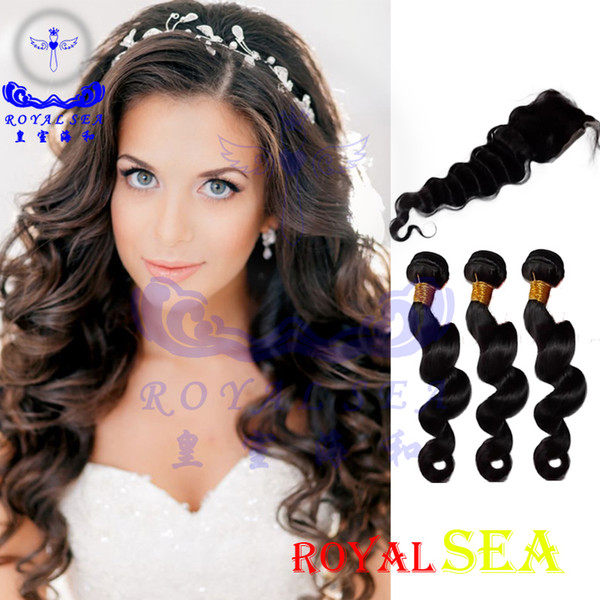 Indian Loose Wave Lace Frontal With Bundles Natural 100 Human Hair Virgin Loose Curly Hair Wefts With Closure