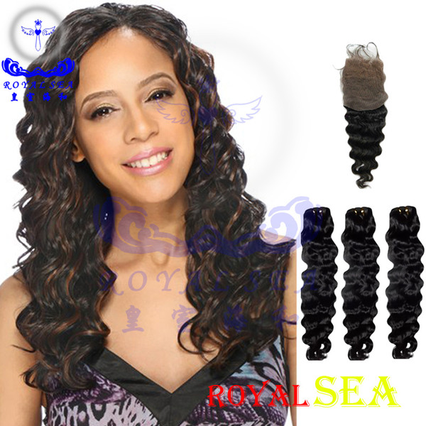 Vietnamese Hair Weft With Closure 4Pcs/Lot Water Wave Human Hair Bundles With Lace Closure Natural Color Human Hair Weaves