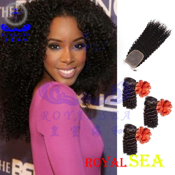 Kinky Curly Closure Weft 100 Human Hair Lace Closure Bundles Malaysian Kinky Curly Hair Bundles With Closure