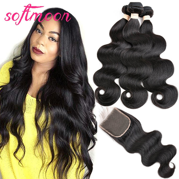 Indian Virgin Body Wave Hair Bundles with Closure 3 Bundles Unprocessed Indian Hair with Closure for Wholesale Raw Indian Hair Weaves