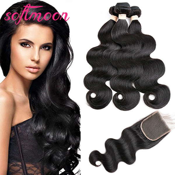 Unprocessed Peruvian Virgin Body Wave Hair Bundles with Closure 4Pcs Deals Peruvian Human Hair With Closure Body Wave Hair Weaves On Sale