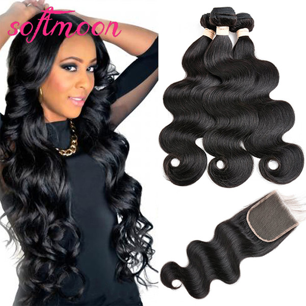 Top Selling Peruvian Body Wave Weave Hair with Closure Unprocessed Peruvian Virgin Hair Bundles 8-30inch In Stock Human Hair Product