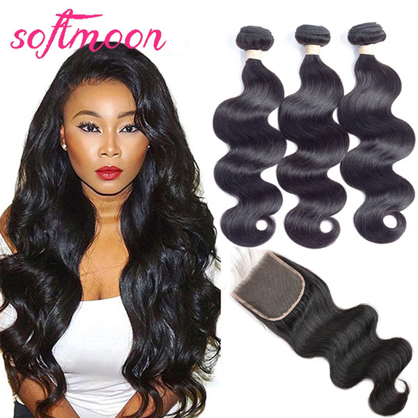 Mink Peruvian Body Wave with Closure 10A Unprocessed Peruvian Body Wave Hair Bundles with Closure 3 Hair Bundles with Lace Closure Free Part