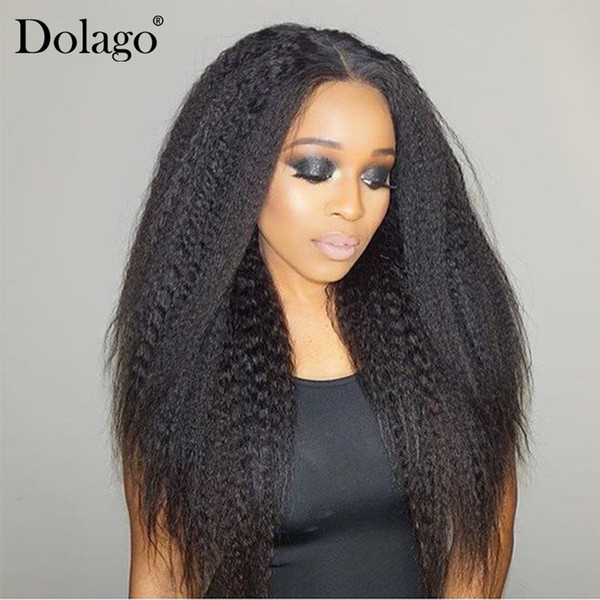 3 Coarse Yaki Brazilian Human Hair Weave Bundles With Closure Kinky Straight Hair With Closure Remy Dolago