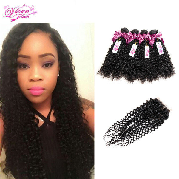 Afro Kinky Curly Hair With Closure Peruvian Kinky Curly With Closure Virgin Hair With Closure 4 Bundles Brazilian Peruvian Kinky Curly Hair