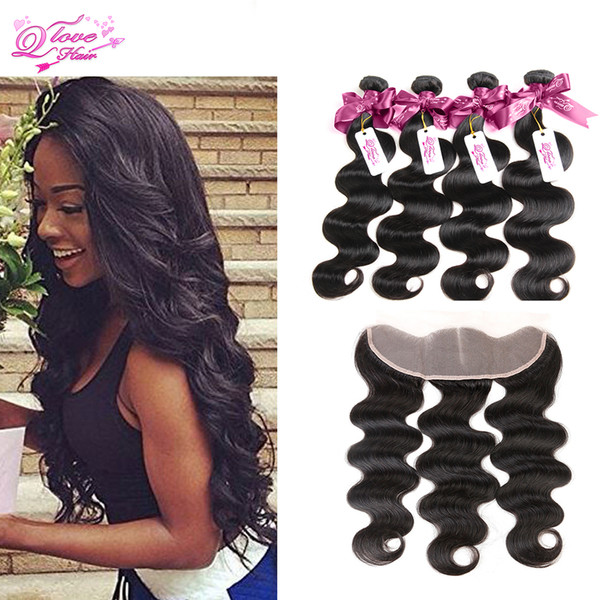 Peruvian Virgin Hair With Closure Peruvian Body Wave 4 Bundles With Lace Frontal Closure Queen Love Peruvian Body Hair Weave Products With C