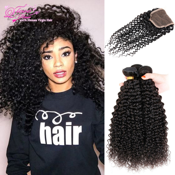 Brazilian Curly Hair With Closure Brazilian Kinky Curly Hair With Closure 3 Pcs 300g Curly Human Hair With Closure Peruvian Malaysian