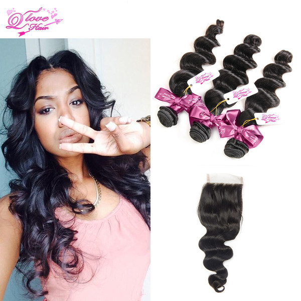 Brazilian Loose Wave Virgin Hair With Closure 3pcs Brazilian Virgin Hair With Closure 7a Unprocessed Virgin Hair Loose Wave With Closure