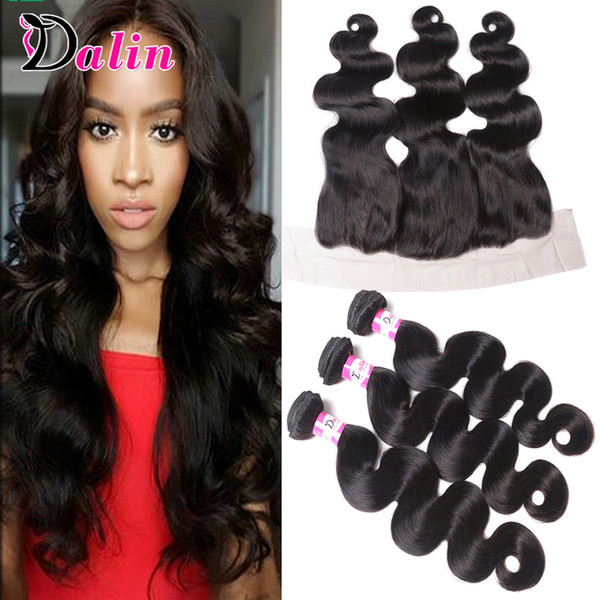 7A Brazilian Virgin Hair Body Wave 3 Bundles With Frontal Remy Brazilian Body Wave Human Hair With Lace Frontal Body Wave With 13*4 Frontal