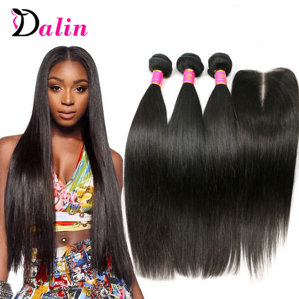 Brazilian Virgin Hair Straight 3 Bundles With Closure Brazilian Straight Human Hair Weaves With Lace Closure Brazilian Straight With Closure