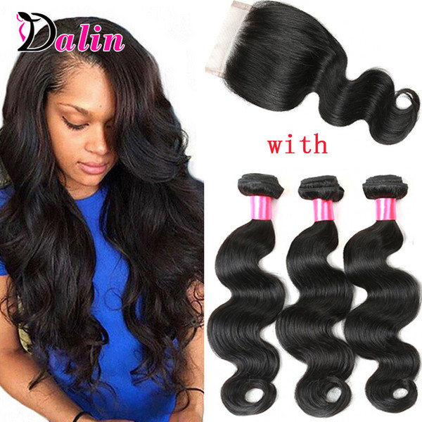 Brazilian Body Wave 3 Bundles With Closure 7A Brazilian Virgin Hair Body Wave With Closure Remy Brazilian Wavy Human Hair With Lace Closure