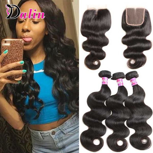 Brazilian Body Wave 3 Bundles With Closure Remy Brazilian Virgin Hair Body Wave With Lace Closure Body Wave Brazilian Wavy Human Hair Weaves