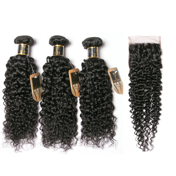 Yavida Peruvian Kinky Curly Hair with Closure Human Hair Bundles with Free Part Lace Closure 340g Good Quality Wholesale Curly Hair Weaves