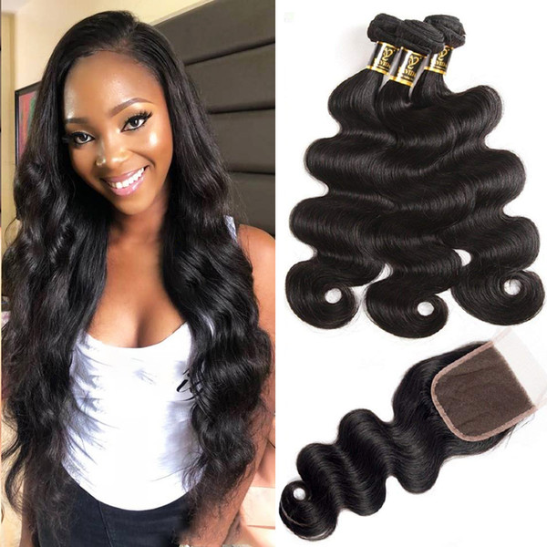 Yavida Malaysian Hair with Closure Malaysian Body Wave 3 Bundles with Free Part Lace Closure 340g Wholesale Human Hair Weaves No Shedding