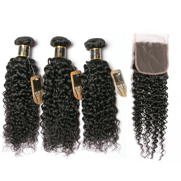 Yavida Brazilian Hair with Closure Kinky Curly Hair Bundles with Free Part Lace Closure 340g Good Quality Wholesale Curly Human Hair Weaves