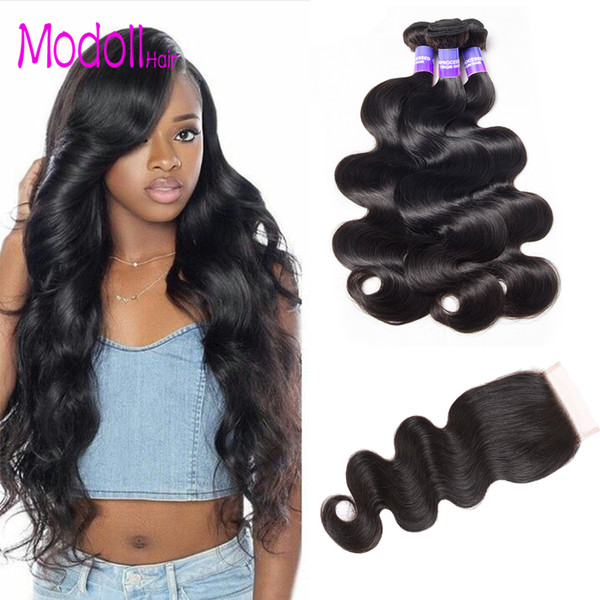 body wave bundles with closure cheap human hair weave bundles raw virgin indian hair DHgate 10A body wave 3/4 bundles with closure