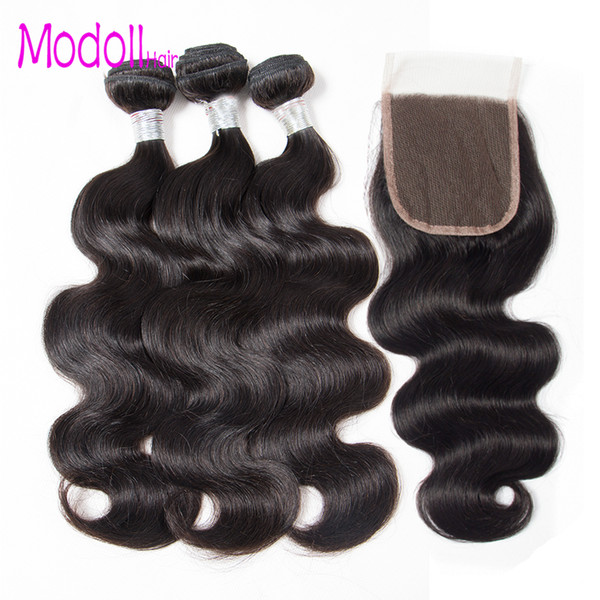 Indian Body Wave human hair weave bundles with closure 10a grade raw virgin indian hair DHgate body wave unprocessed 3 bundles with closure