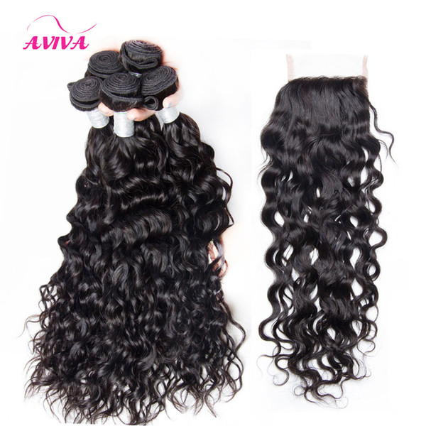 Indian Straight body curly deep loose wave Human Hair Weaves Extensions 4 Bundles with Closure Free Middle 3 Part Double Weft Dyeable