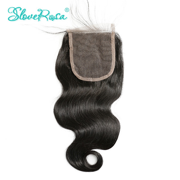 Slove Rosa Body Wave Lace Closure Free Part Brazilian Human Remy Hair Closure 4x4 Medium Brown Bleached Knots With Baby Hair