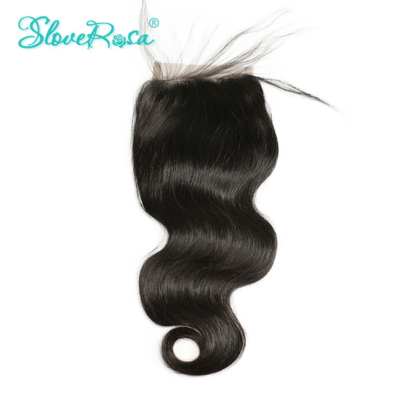 Slove Rosa Lace Closure Body Wave Middle Part Brazilian Human Remy Hair Closures 4x4 Medium Brown Lace Bleached Knots Free Ship