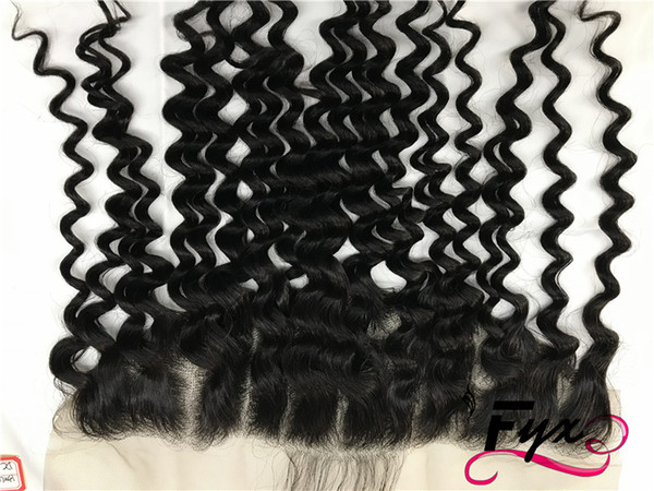 deep curly Indian Lace Frontal 13X2 Free Middle 3 Part Full Frontal Ear to Ear Remy Human Hair lace frontals with baby HAIR