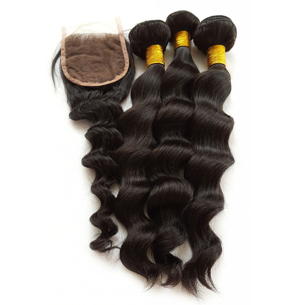 Human Hair Bundles with Closure Exotic Raw Unprocessed Brazilian Loose Wave Dropshiping No Shedding Peruvian Human Hair Weft Weaves