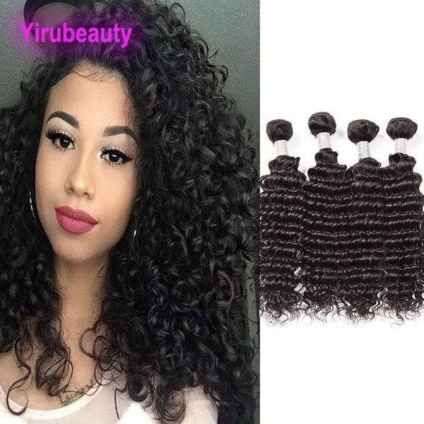 Brazilian 4 Bundles Deep Wave Hair Extensions 8-28inch Curly Human Hair Deep Wave Natural Color 95-100g/piece