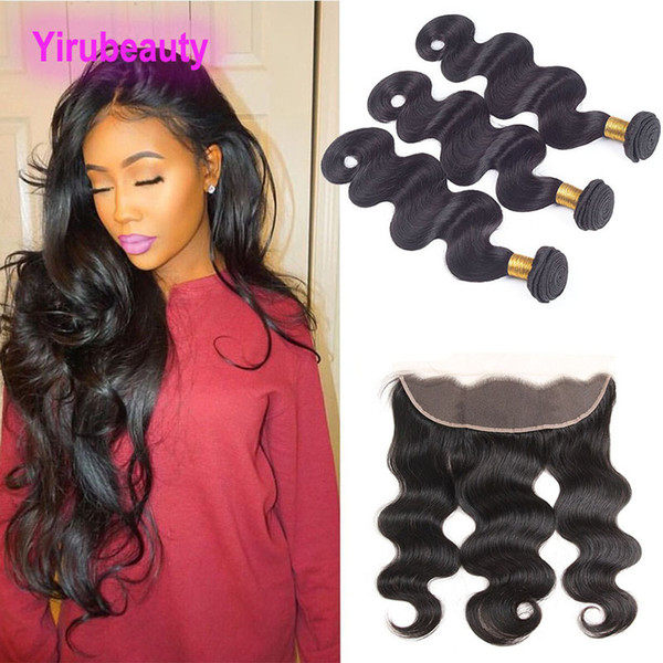 Peruvian 13X4 Lace Frontal With Bundles Body Wave Virgin Hair 3 Bundles With Frontal Closure Pre Plucked Frontal