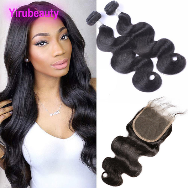 Peruvian Virgin Hair 2 Bundles With 5X5 Lace Closure Natural Color Body Wave 9A Human Hair Extensions With 5*5 Closure With Baby Hair 8-30