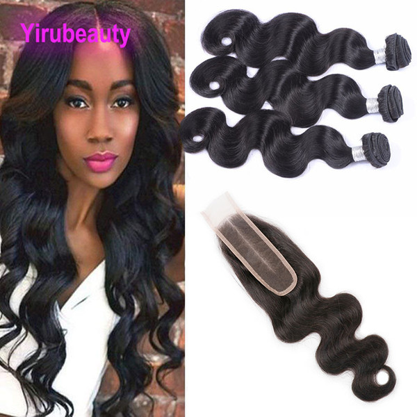 Malaysian Yirubeauty Natural Color Human Hair Body Wave 3 Bundles With 2*6 Lace Closure Baby Hair Extensions With 2X6 Lace Closure Body Wave