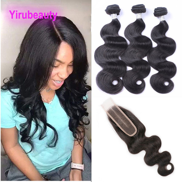 9A Brazilian Mink Unprocessed Human Hair 3 Bundles With 2X6 Lace Closure 4 Pieces/lot Body Wave Bundles With 2*6 Closure Middle Part