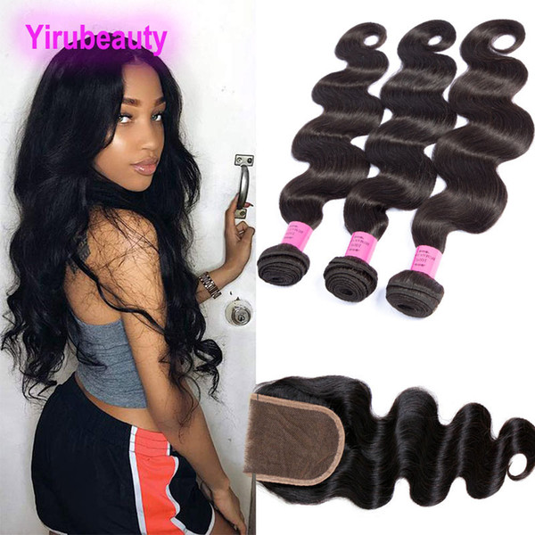 Peruvian Hair Products 3 Bundles With 4X4 Lace Closure With Baby Hair Body Wave 8-30inch Double Wefts Body Wave