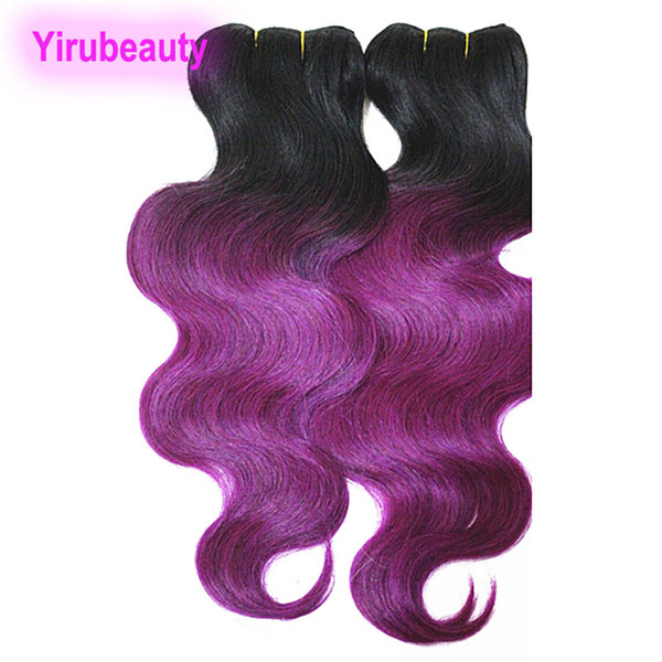 4 Bundles Malaysian Human Hair Body Wave Weaves Ombre Hair Extensions 1B Blonde Green Purple Red Two Tones Malaysian Hair Products 10-18inch