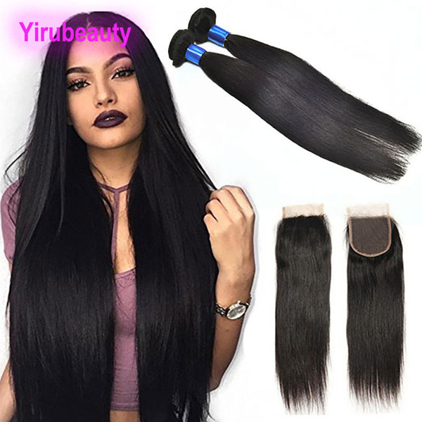 Malaysian Human Hair Bundles With 4X4 Lace Closuree Baby Hair 3 Pieces/lot Straight Hair Lace Closure 4X4 With 2Bundles