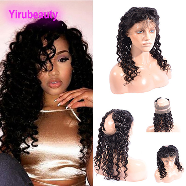 Malaysian Natural Color Pre Plucked Lace Frontal 360 Deep Wave 8-20inch 360 Lace Frontal 70-100g/piece