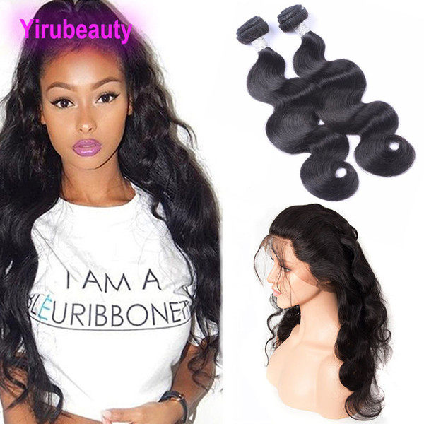 Peruvian Human Hair Bundles With 360 Lace Frontal Body Wave Hair Extensions With Closure Frontal With 2 Bundles 8-28 Inch From Yiruhair