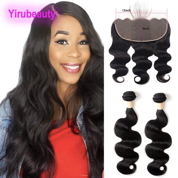 Indian Virgin Raw Human Hair Body Wave Two Bundles With 13X6 Lace Frontal With Baby Hair Wefts With Closure Free Part Body Wave