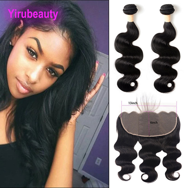 Malaysian Unprocessed Human Hair Extensions 2 Bundles With 13X6 Lace Frontal With Baby Hair 3 Pieces/lot Body Wave Bundles With 13*6 Frontal