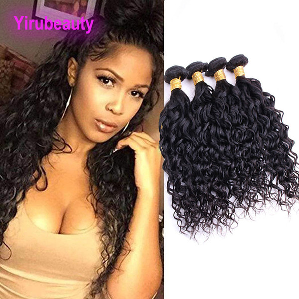 Malaysian Wet And Wavy 4 Bundles Human Hair Extensions Water Wave Double Wefts Natural Color Four Pieces One Lot Water Wave