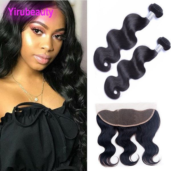 Body Wave Bundles With Ear To Er Lace Frontal 13X4 Free Part Malaysian Virgin Hair Weaves Body Wave Top Closure 8-28inch